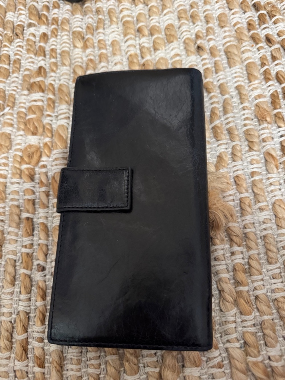 Black Leather Snap Wallet HOBO